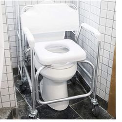 DMI Rolling Shower Chair, Commode, Transport Chair, Rolling Bathroom Wheelchair