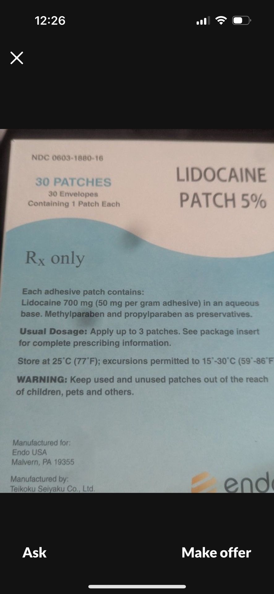 Lidocaine Patches