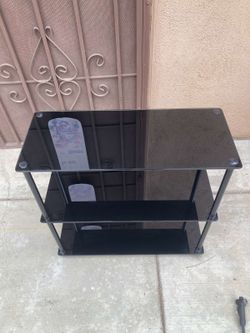 Black Tempered Glass 3-Tier Shelf Unit