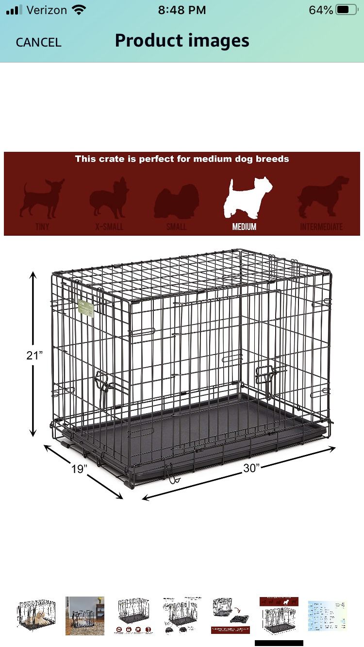 Dog Crate (30Lx19W) with Divider and Double Door
