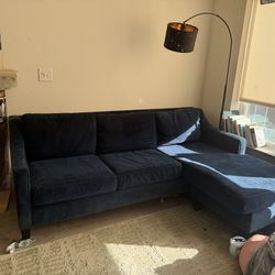 Velvet blue Sectional couch west elm