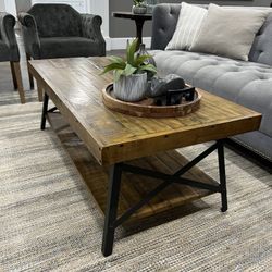 Wood And Metal Coffee Table