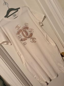 White dress with Crystal CC Logo