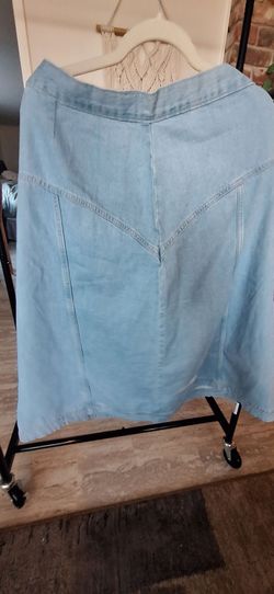Light Wash Denim Midi Skirt