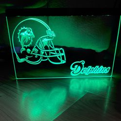 MIAMI DOLPHINS LED NEON GREEN LIGHT SIGN 8x12
