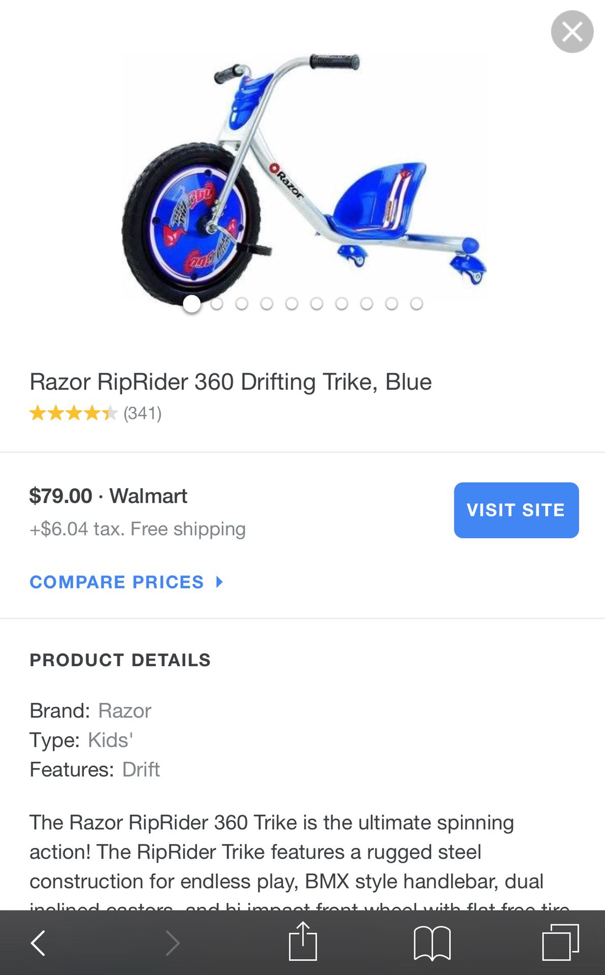 Razor 360 caster -kid bike-only have blue left
