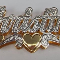 10k 14k Personalized Custom Double Name Plate Pendant