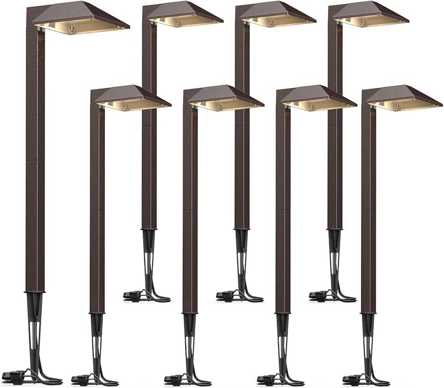 GOODSMANN Low Voltage Landscape Path Lights 8PK Kit 0.6W LED Sidewalk Landscape Lighting 22 Lumen Outdoor Electric Walkway & Pathway Lights Wired Bron
