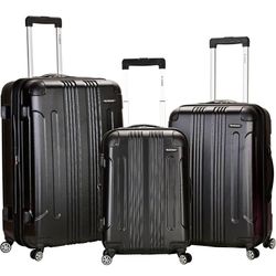 Rockland London Hardside Expandable Luggage with Spinner Wheels, Black, 28-24-20-Inch 