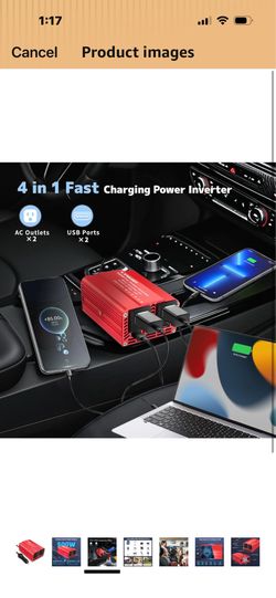 500W Power Inverter for Vehicles DC 12V to 110V AC Car Plug Adapter Outlet Converter with 2 USB Fast Charging Ports and 2 AC Outlets Car Charger Adapt