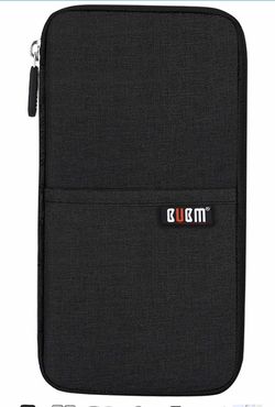 Passport Holder Travel Wallet for Women Multi-purpose Passport Cover Document Organizer Strap, Black