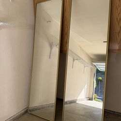 2 Gold Frame Closet Doors  - FREE
