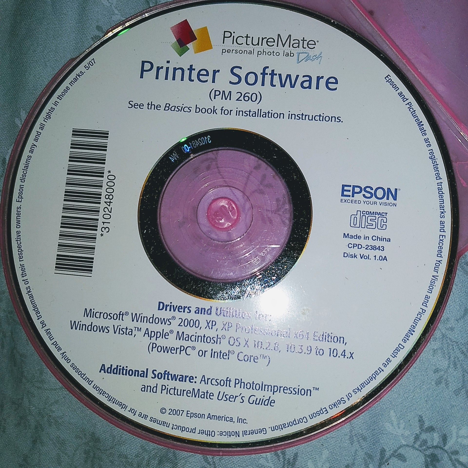Picturemate Personal Photo Lab Dash Printer Software