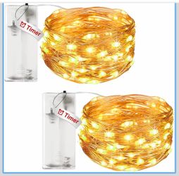 4 Pack Fairy Lights Battery Operated with Timer, 10FT String Lights 30 LED Mini Fairy Light, Waterproof Soft Wire Lights for Indoor Home Bedroom Weddi