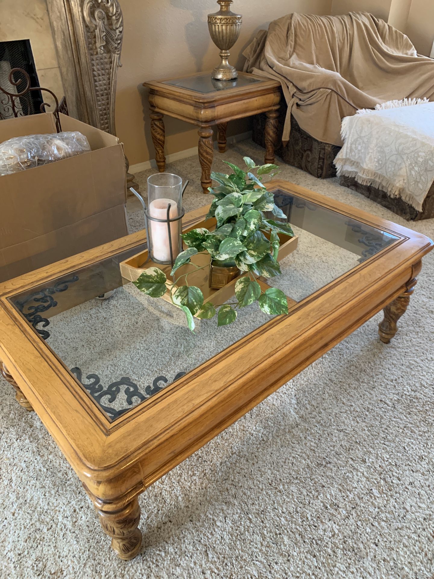 3 piece table set (end, coffee, and sofa)