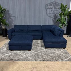 🛋️Blue Sectional sofa & Ottoman w storage (Delivery Available!! )