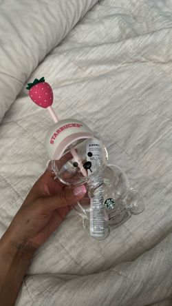 Starbucks Pink bearista glass bear cup