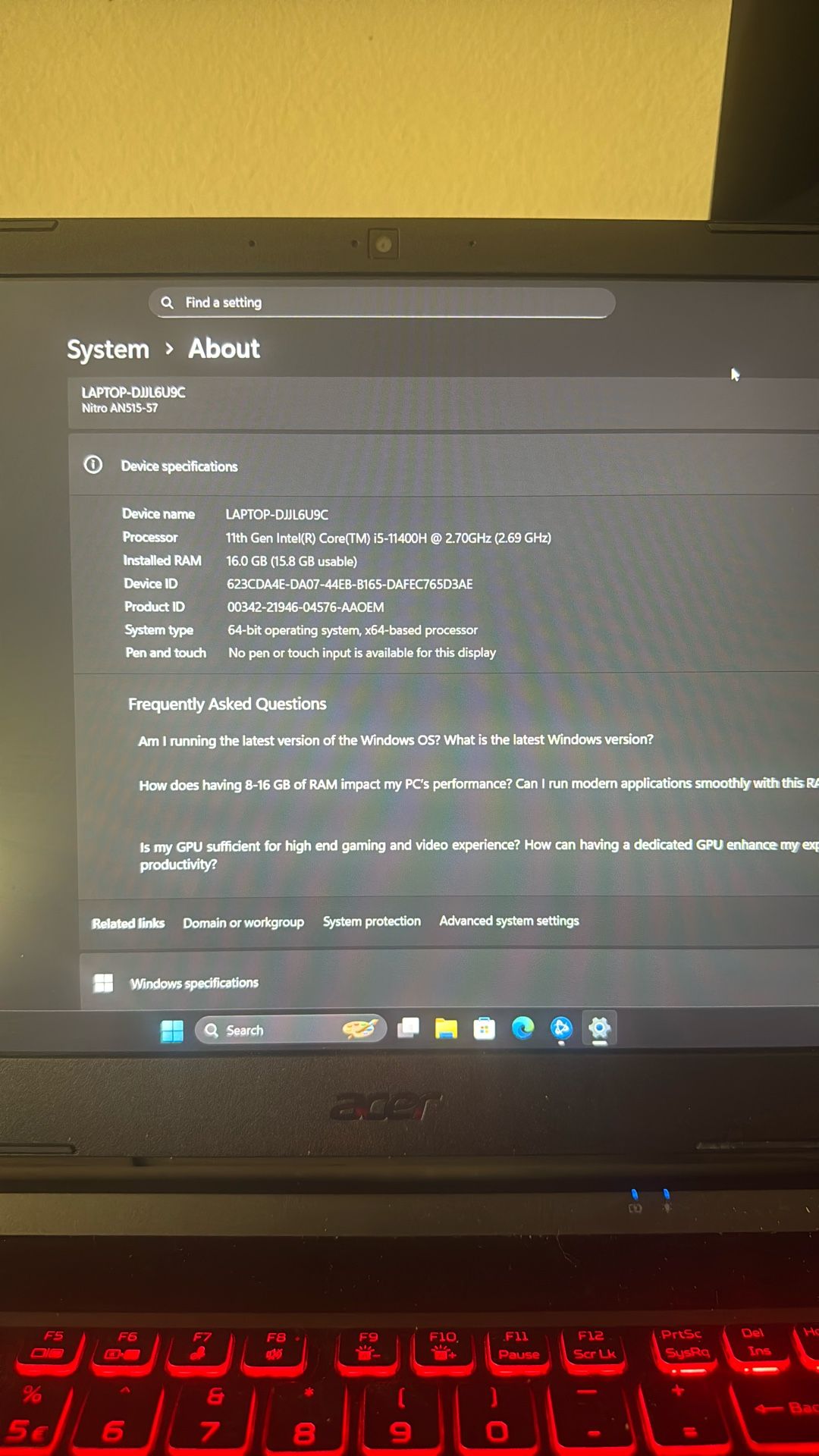 Acer nitro 5 3050ti Gaming Laptop