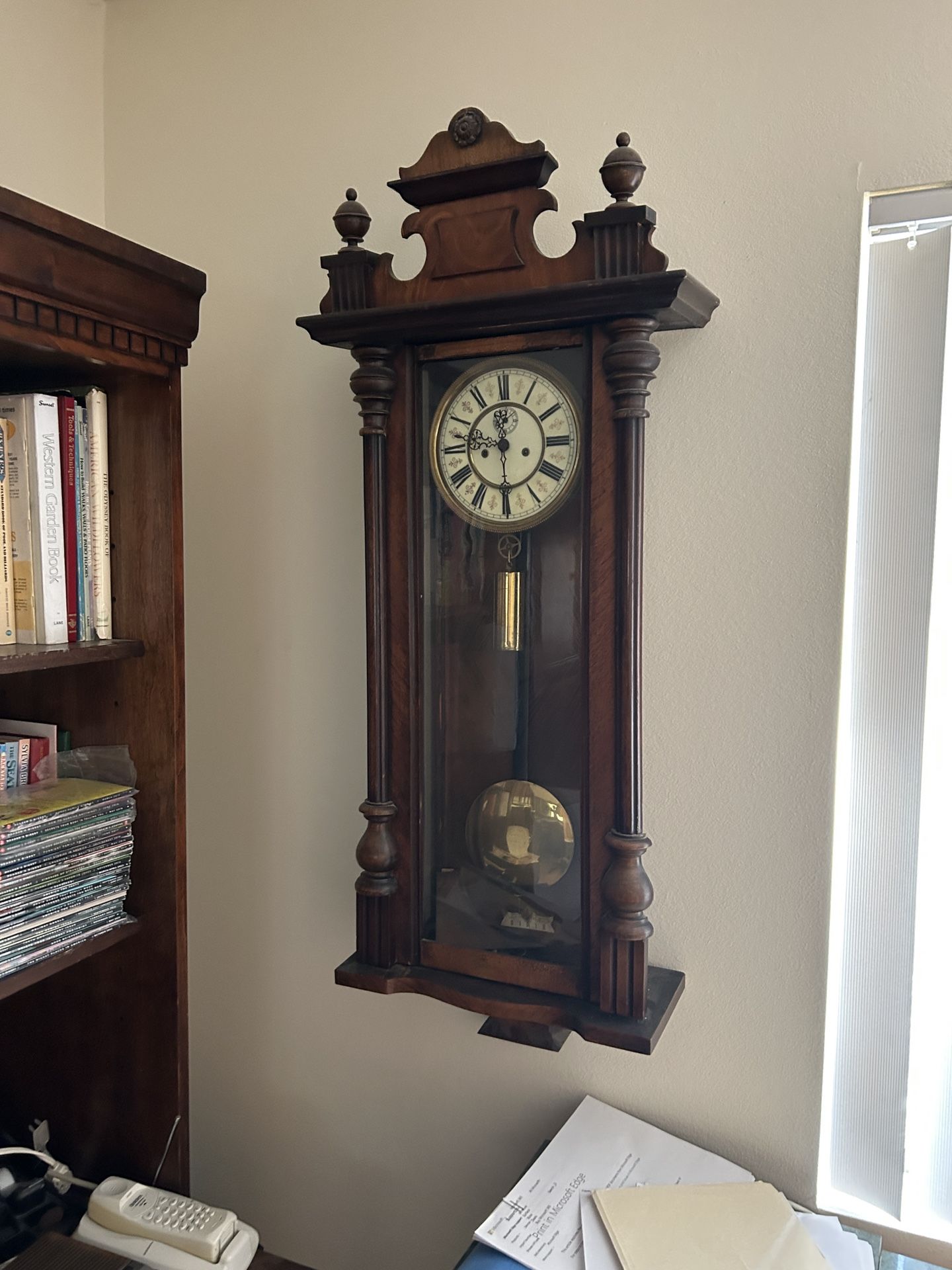 Wall Clock Antique Grandfather Style 