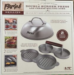 Brand New PARINI Double Burger Press & Cheese Melting Dome – $10 