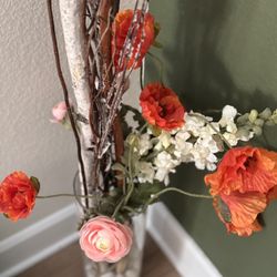 Tall Vase With Pier 1 Floral Arrangement 