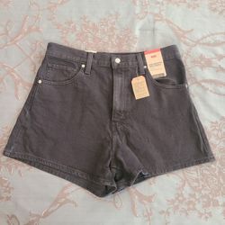 Levi's High Waisted Mom Short Black Denim Women Size 31