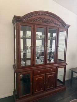 Dark Cherry Wood China Cabinet