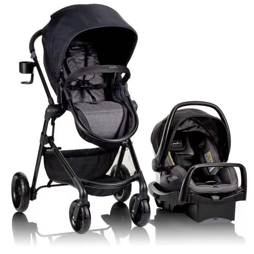 New In Box Evenflo Pivot Infant Car Seat Toddler Stroller 6 Modes Bassinet 5 Lbs To 50 Lbs Black And Gray