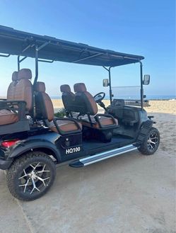 6-Seater Electric Golf Cart – Black/Brown Leather – Delivery Included