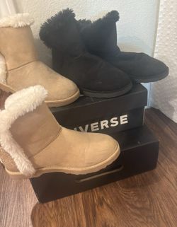 Calistoga Women’s Suede Ankle Bootie Faux Fur Lined Pull On Round Toe