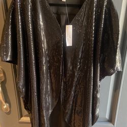 New With Tags Black Sequin Cover Up 1X 14 16