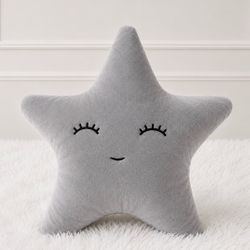 Gray Star Plush Decorative Cushion Pillow - NEW