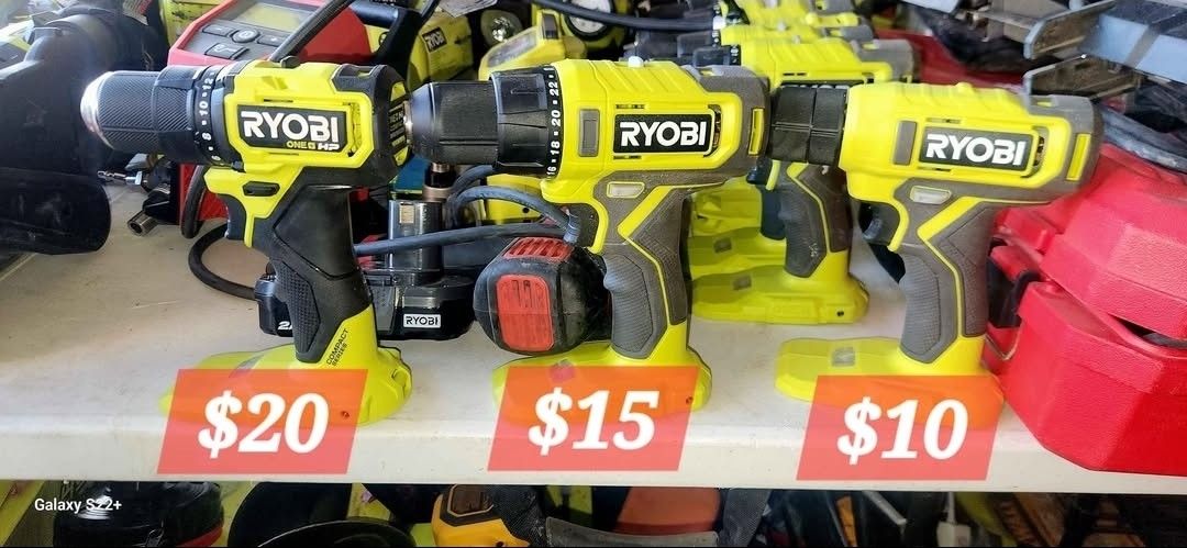 Ryobi 18v Drills $10 , $15 & $20 ( No Battery Or Charger Included