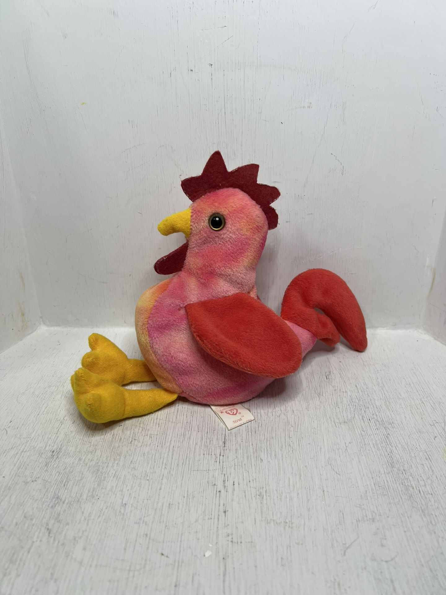 Rare Vintage Ty Beanie Babies Strut the Rooster 2nd Generation 1996 with Errors