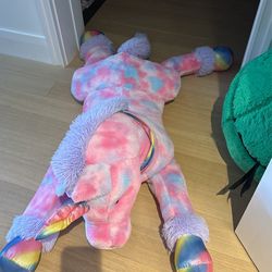 Giant Tie-Dye Faux Due Rainbow  Unicorn Plush 52 Inch 