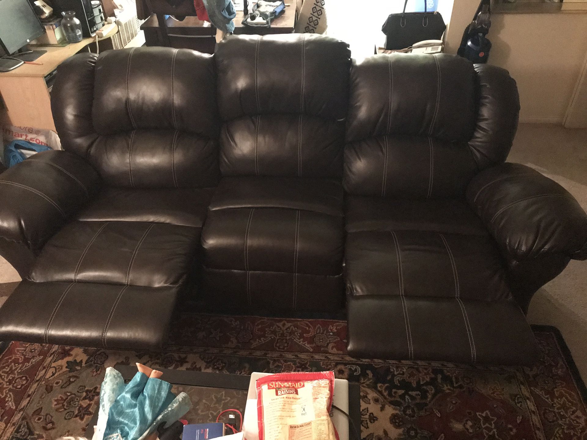 Leather reclining couch