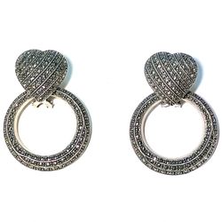 Judith Jack Sterling Heart Earrings 