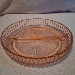 Queen Mary Prismatic Pink Depression Glass Divided Relish Dish