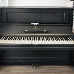 Steinway & Sons Black Tall Upright Piano ,Good Condition