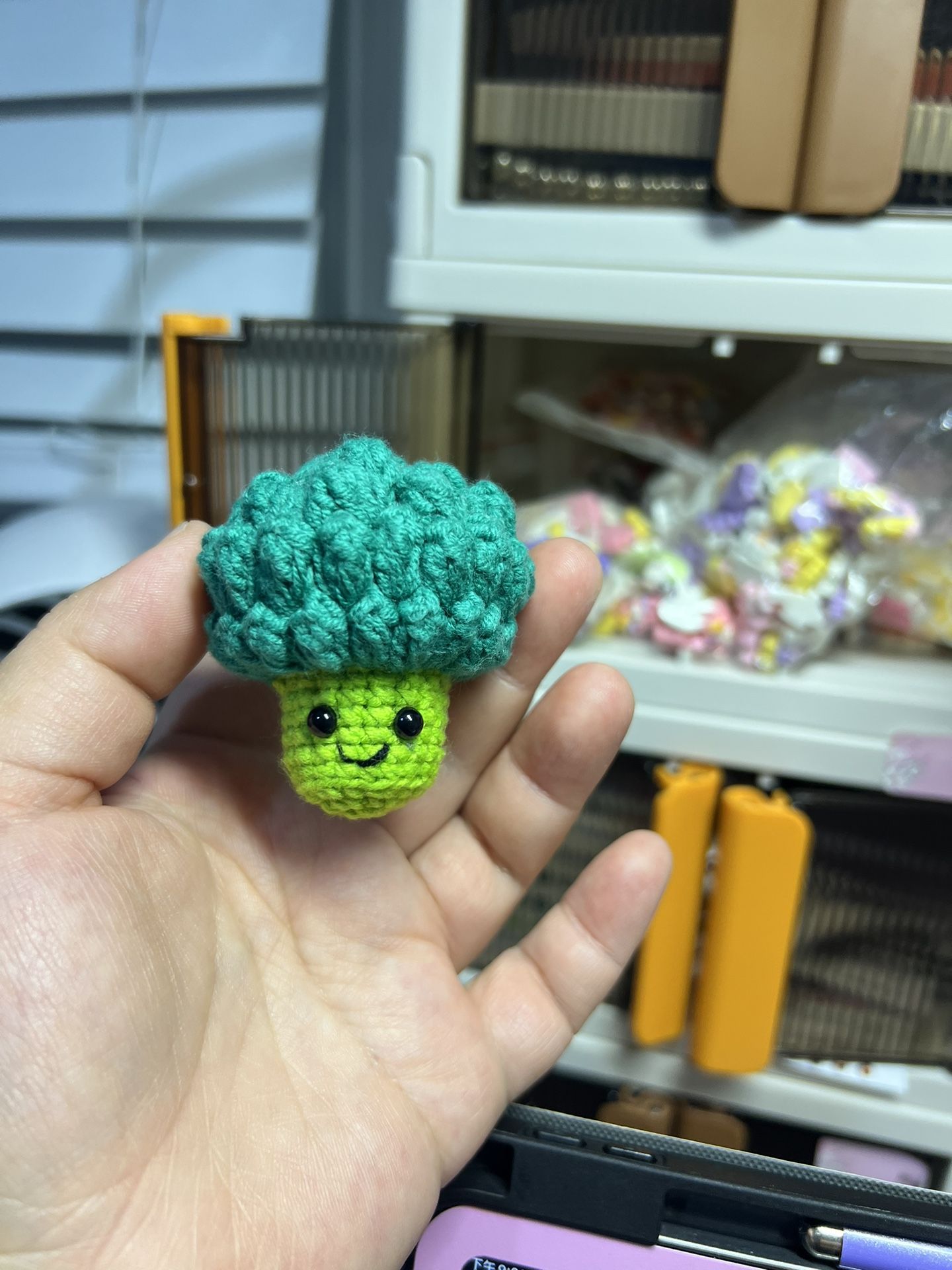 Handmade crochet broccoli keychain 