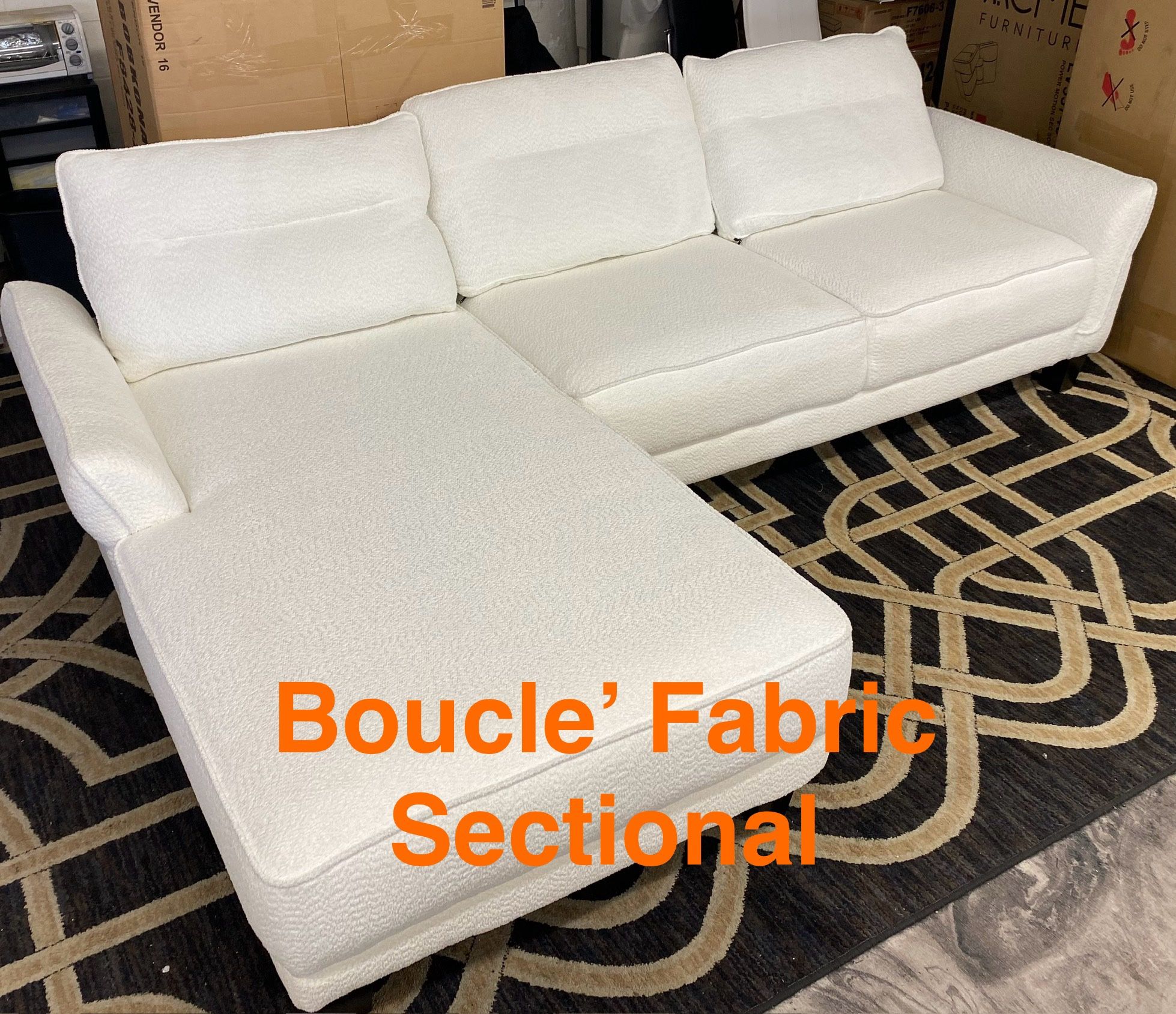 Beautiful White Fabric Sectional (Finance & Delivery)