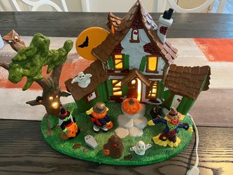 Vintage  Halloween Haunted House Lighted Village