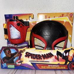 Spider-man Miles Morales Mask, Web-Shot Slinger & Web-Shot Starter Set, New