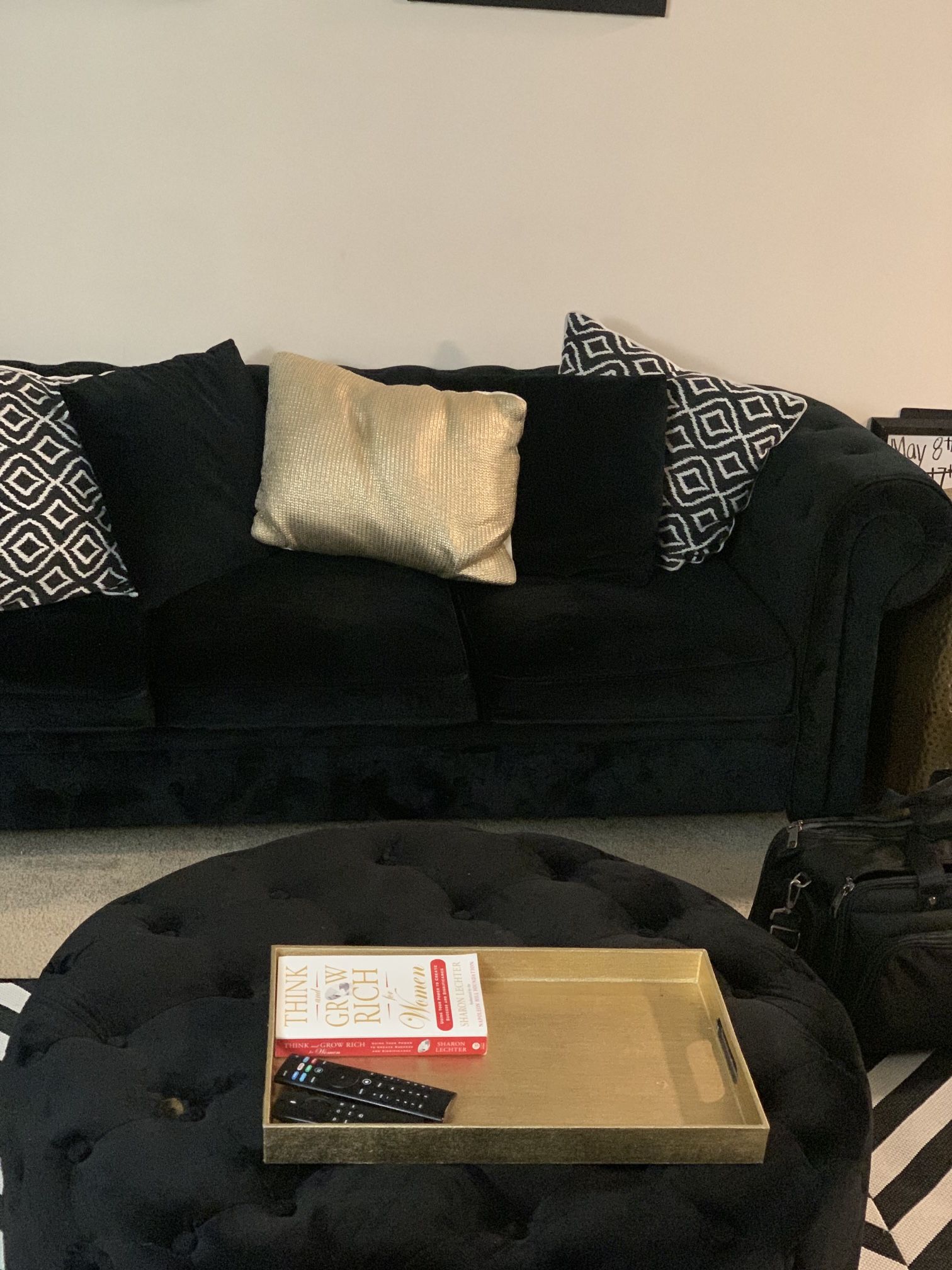 Black Sofa and Ottoman
