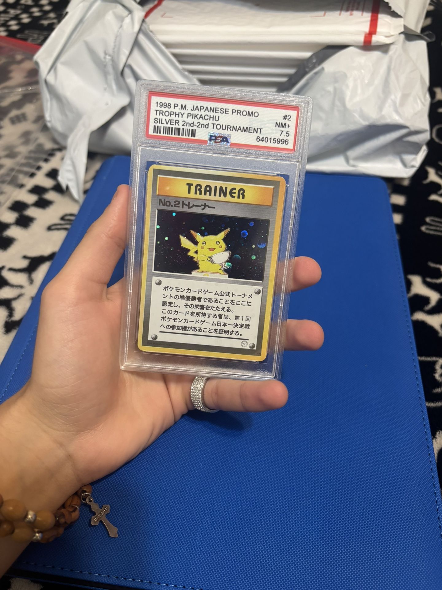 Pokemon Japanese Promo Silver 2nd-2nd Tournament 1998 #2 Trophy Pikachu - PSA NM 7.5