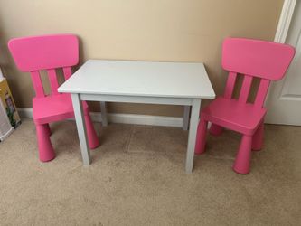 IKEA Kids Table & 2 Pink Chairs Set – $50