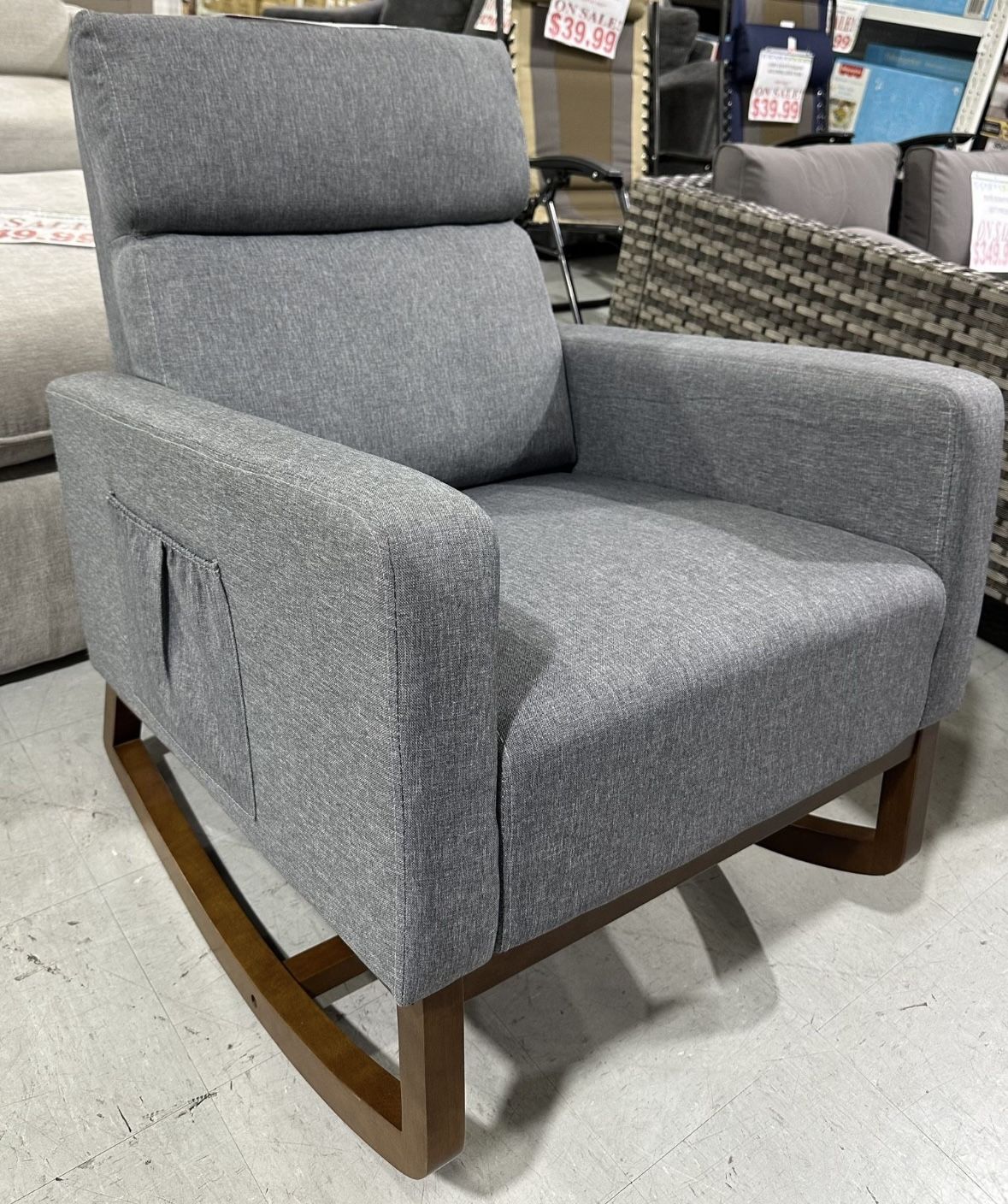 Gray Fabric Rocking Chair