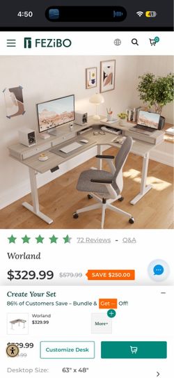 Walnut L-Shaped Standing Desk