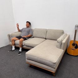 Mid Century Modern : Timber Right Sectional Couch - Beige / Warm Gray -Can Deliver - Retails 2.1k!