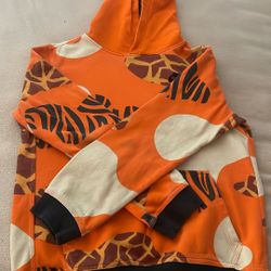 Rare Nike Safari Animals Hoodie Sweatshirt Boys Medium Orange Pullover